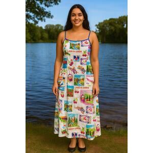 NWT Label Of Love Womens Italian Theme Dress , Australia resort Coastal Sz L